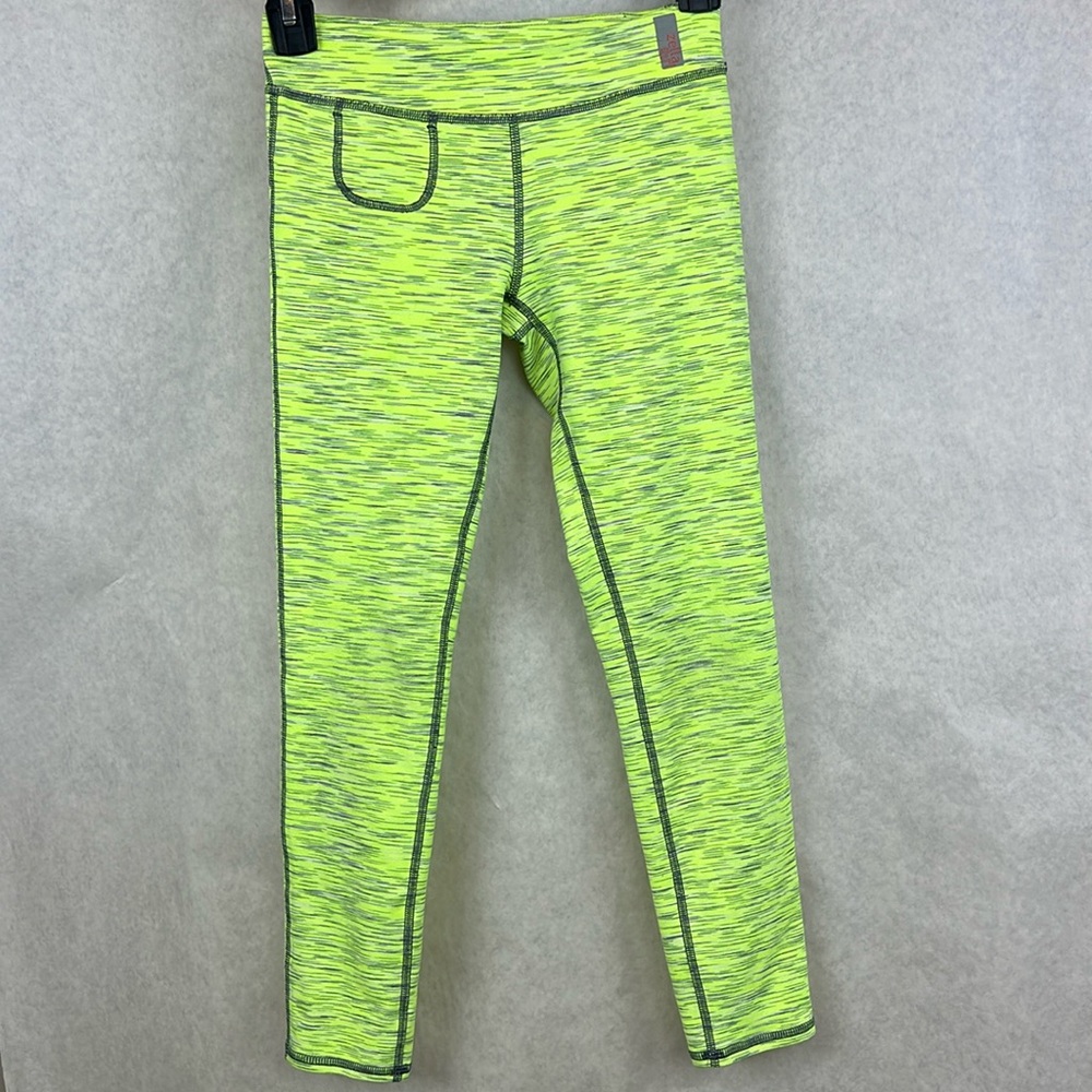 Zella girl size Large Pants Casual Workout Leggings 10-12 Lime Green Striped